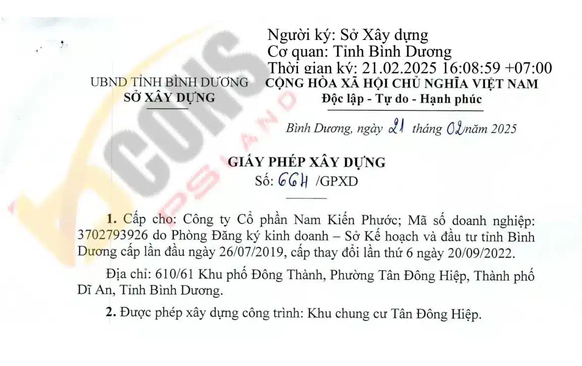 Hình ảnh giấy phép xây dựng Bcons Solary cập nhật từ Bcons PS Land Bcons Solary