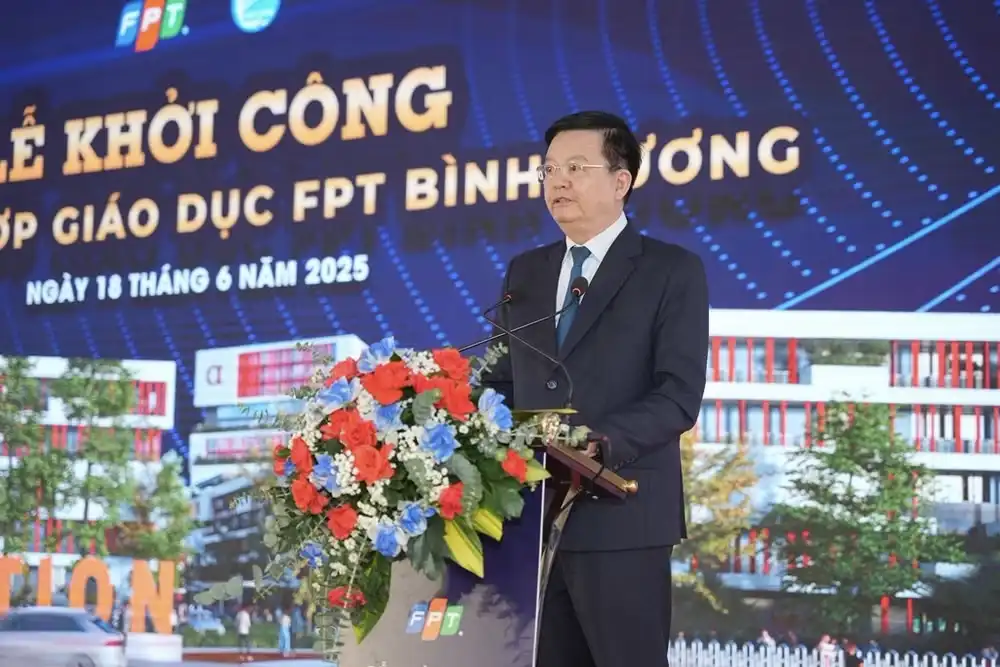 Phó Thủ tướng Mai Văn Chính phát biểu tại lễ khởi công công trình Tổ hợp Giáo dục FPT Bình Dương