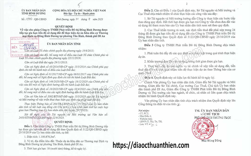 Dự Án Đông Bình Dương Lừa Đảo - Liệu Rằng Dự Án Có Lừa Đảo Hay Không ? 4 Quyết định gia hạn tiến độ dự án khu đô thị Đông Bình Dương