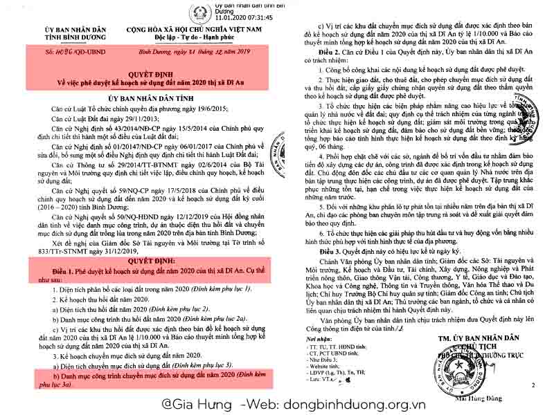 Lùm xùm dự án Đông Bình Dương Dĩ An: Sự thật là gì? 15 Quyết định phê duyệt chuyển đổi mục đích sử dụng đất cho dự án Đông Bình Dương