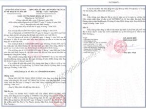 Chứng nhân đăng ký đầu tư dự án đông bình dương