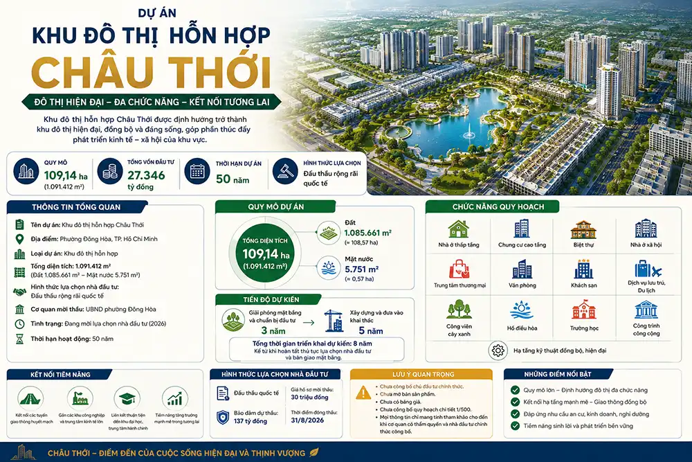 Mời Thầu Dự Án Khu Đô Thị Hỗn Hợp Châu Thới – Vốn Hơn 27.300 Tỷ 1 Mời thầu Dự án Khu đô thị hỗn hợp Châu Thới – Vốn hơn 27.300 tỷ