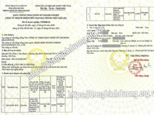 Giấy chứng nhận đăng ký doanh nghiệp Công ty TNHH Phát triển Đô thị Đông Bình Dương